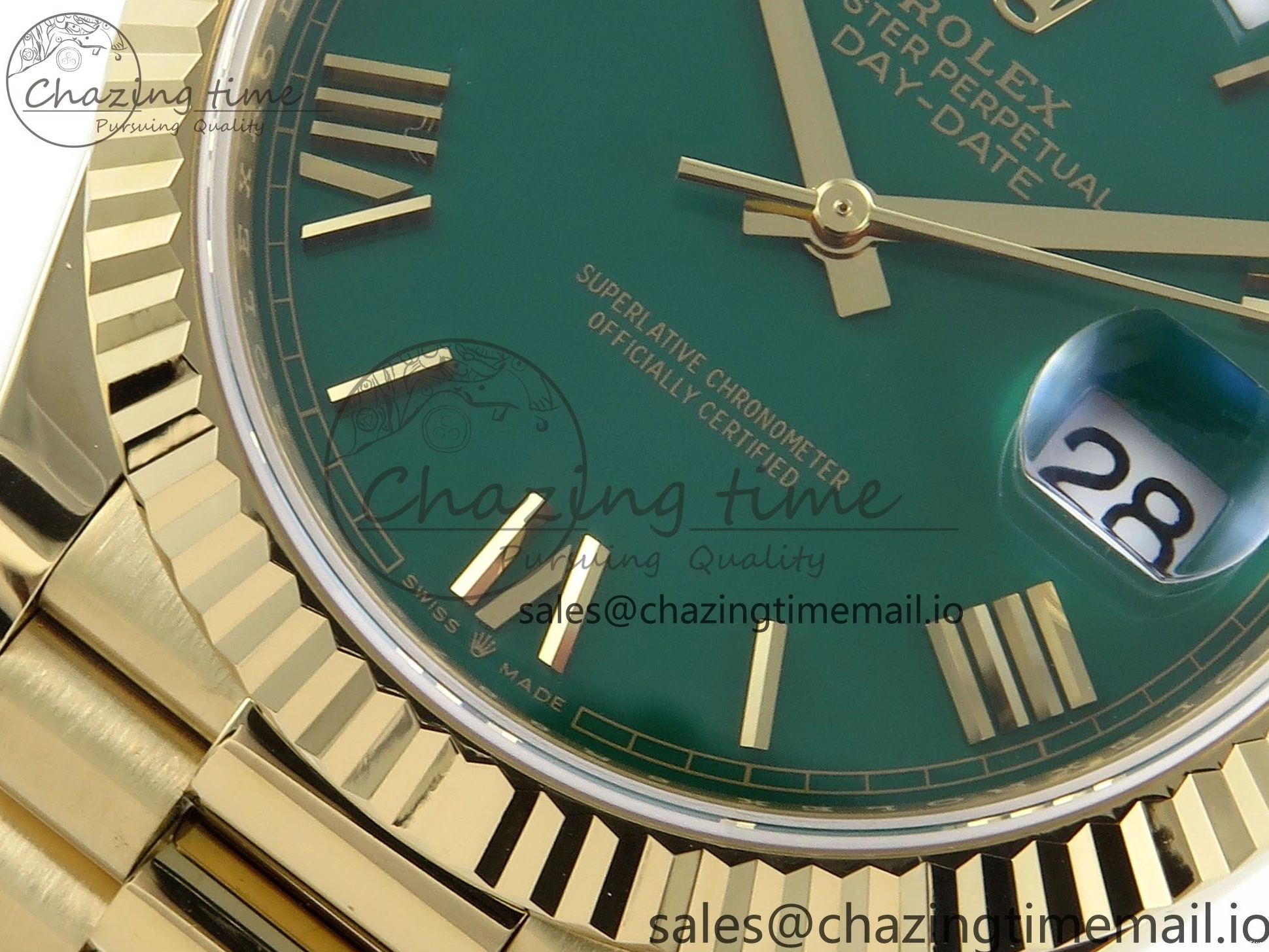 MiroTime 0325 Day Date 40 YG 228238 Noob 1:1 Best Edition Green Roman Dial on President Bracelet A2836 (Gain Weight) Youthful 796